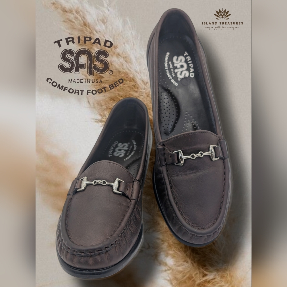 SAS Metro Women Sz 6.5M Smooth Brown Leather Tripad Comfort Silver Horse Bit